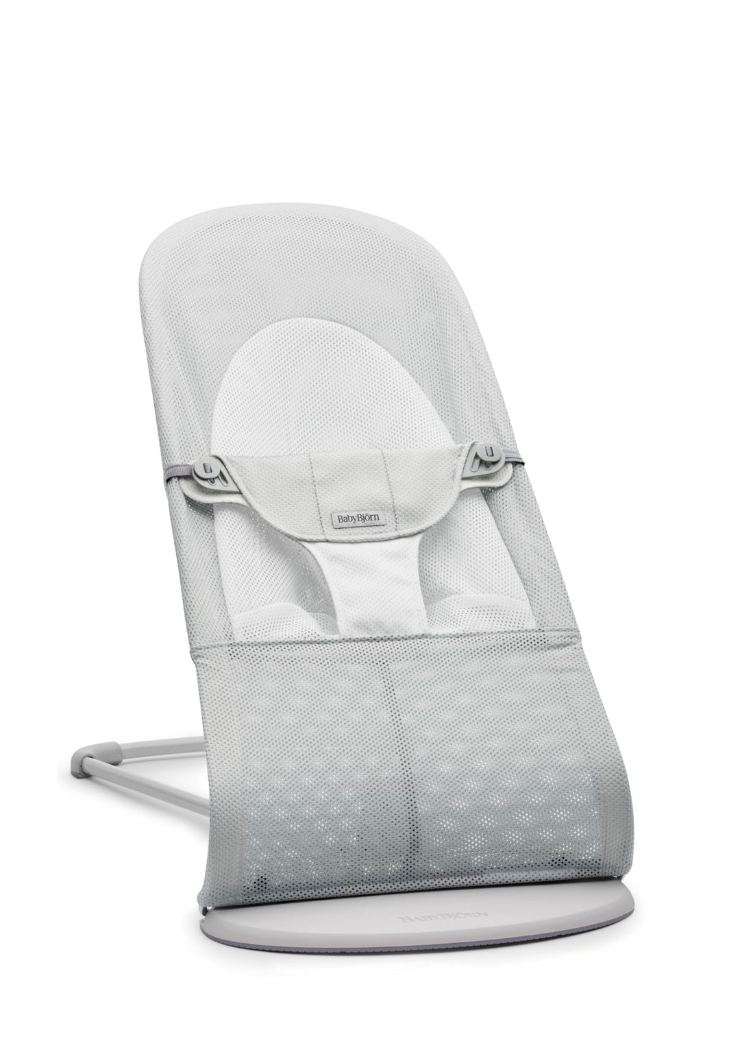 BabyBjörn Babywippe Balance Soft, Hellgrauer Rahmen, Netzstoff, Silber/Weiss