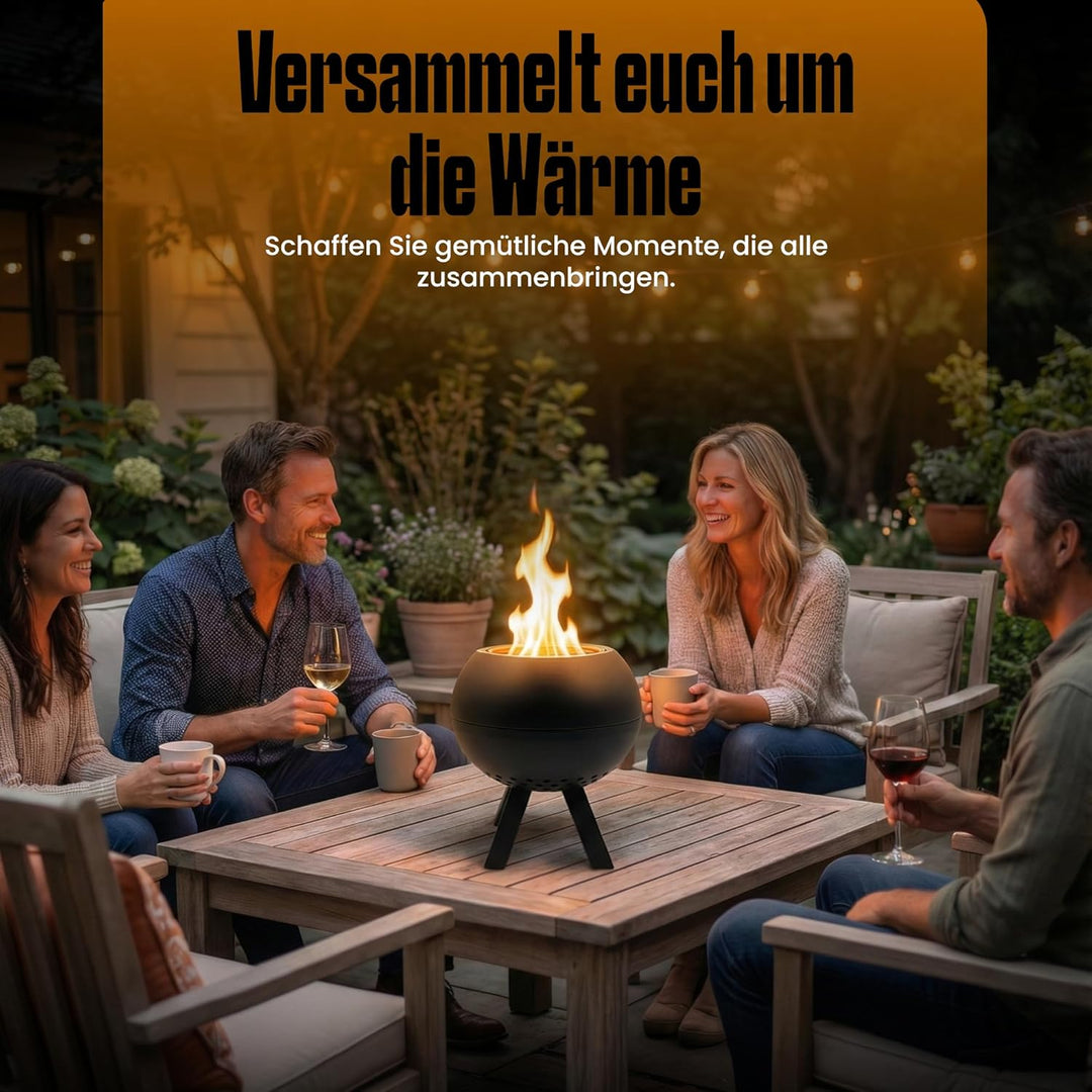 Feuerschale, Feuerstelle,Doppelwandig,Hitzebeständig,Raucharm (Schwarz), Schwarz