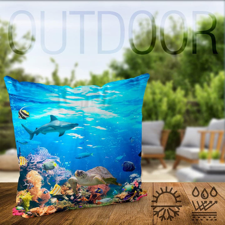 VOID Riff Meerestiere Fische Taucher Kissenbezug Kissenhülle Sofakissen Kissen Deko Outdoor-Kissen D