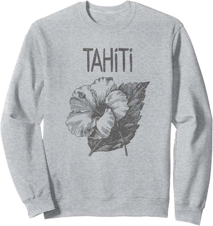 Tahiti Island Distressed Tropical Flower Sweatshirt