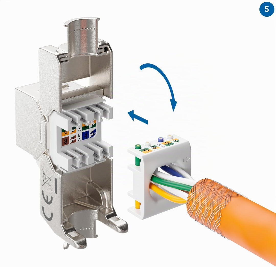 deleyCON 4x CAT 8 Keystone Jack Modul Patchkabel Netzwerkkabel Optimal für CAT8 CAT7 CAT7a Verlegeka