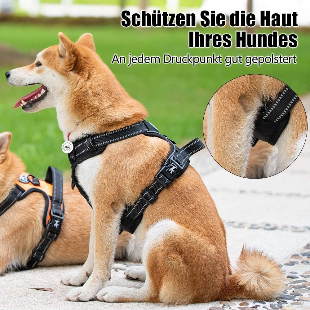PoyPet No Pull Hundegeschirr, reflektierendes Westengeschirr mit 2 Leinenbefestigungen und einfachem