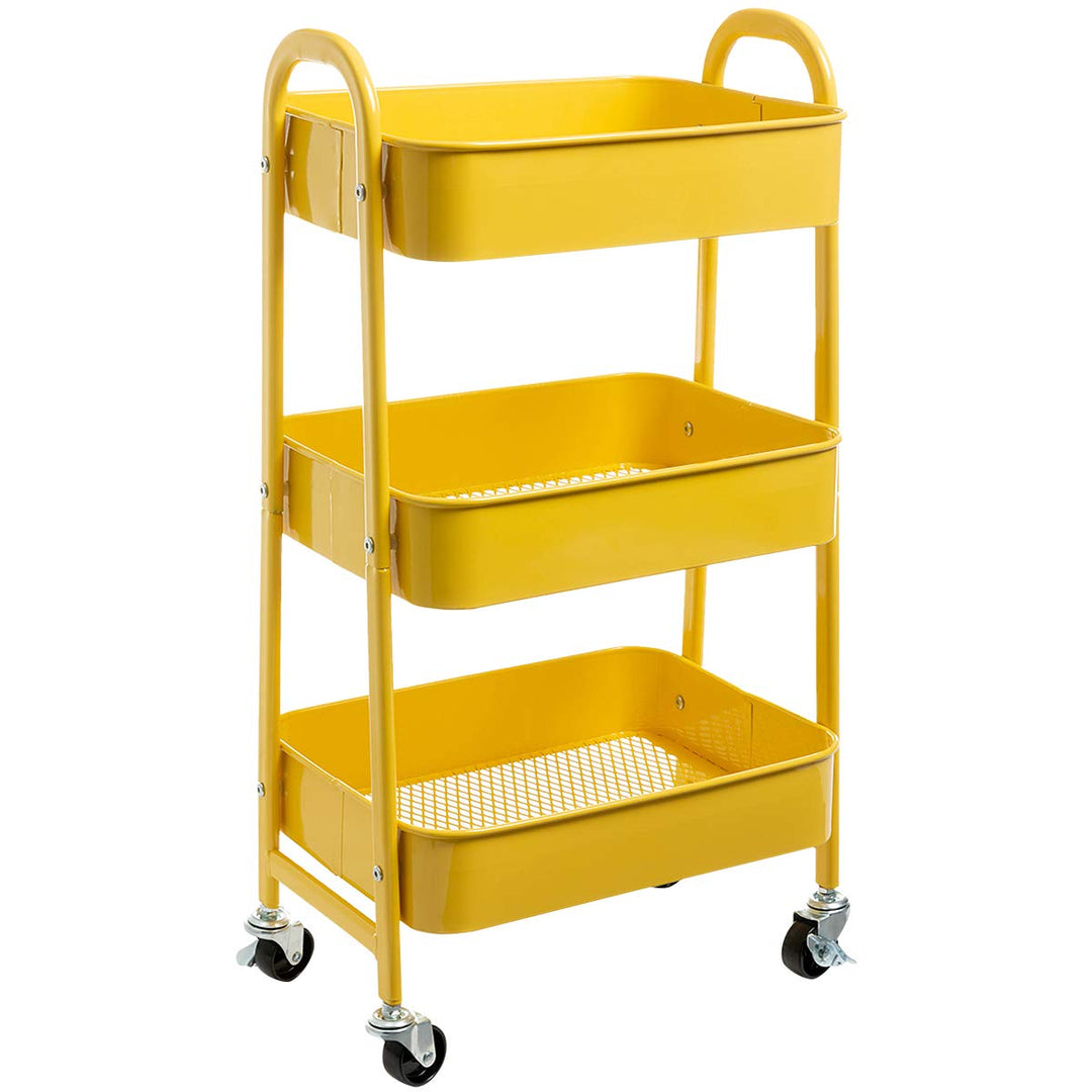 DOEWORKS Aufbewahrungswagen 3-Etagen Metall Utility Cart Rollwagen Organizer Wagen mit Rädern für Kü