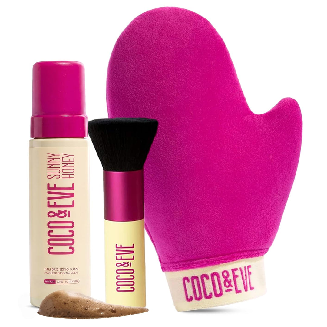 Coco &amp; Eve Sunny Honey Bali Bronzing Bundle (Mittel). All Natural Sunless Tanning Mousse. Instant Se