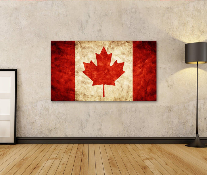 islandburner Bild auf Leinwand Kanada Flagge Vintage Retro Stil Bilder Wandbilder Poster Leinwand 10