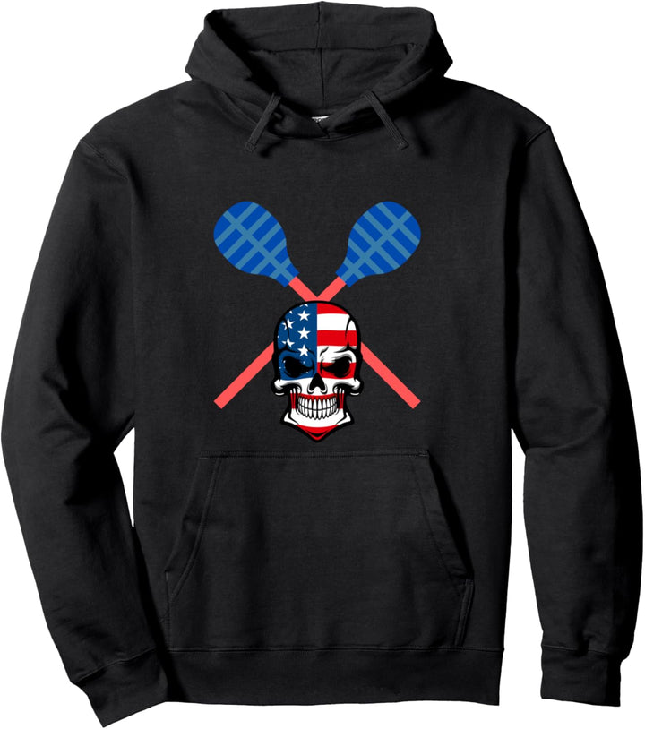 Lacrosse Skull Amerikanische Flagge Pullover Hoodie