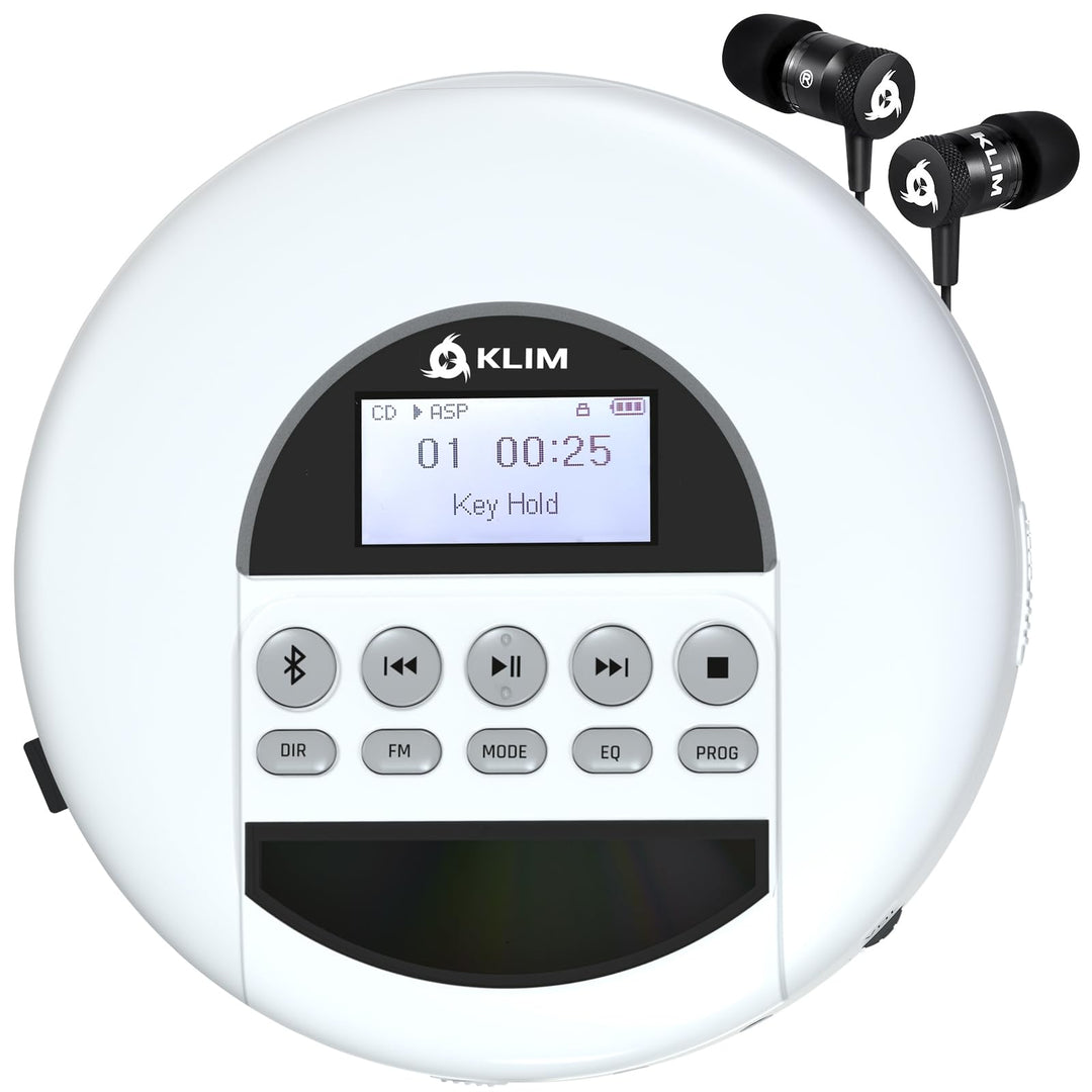 KLIM Nomad - NEU 2024 - Tragbarer CD-Player Discman mit langlebigem Akku - Inklusive Kopfhörer - Kom