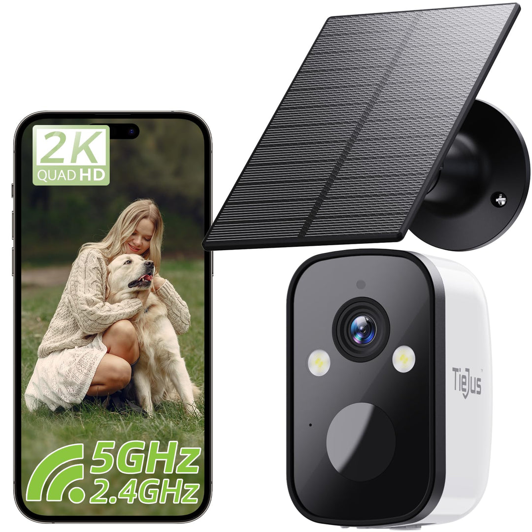 2K Überwachungskamera Aussen Akku Solar 5G/2,4G WLAN Kamera Outdoor | Solar-Kamera Outdoor mit Farbe