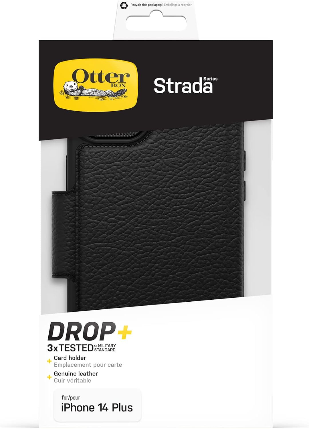 OtterBox Strada Hülle für iPhone 14 Plus, stossfest, sturzsicher, Premium Lederfolio mit Zwei Karten