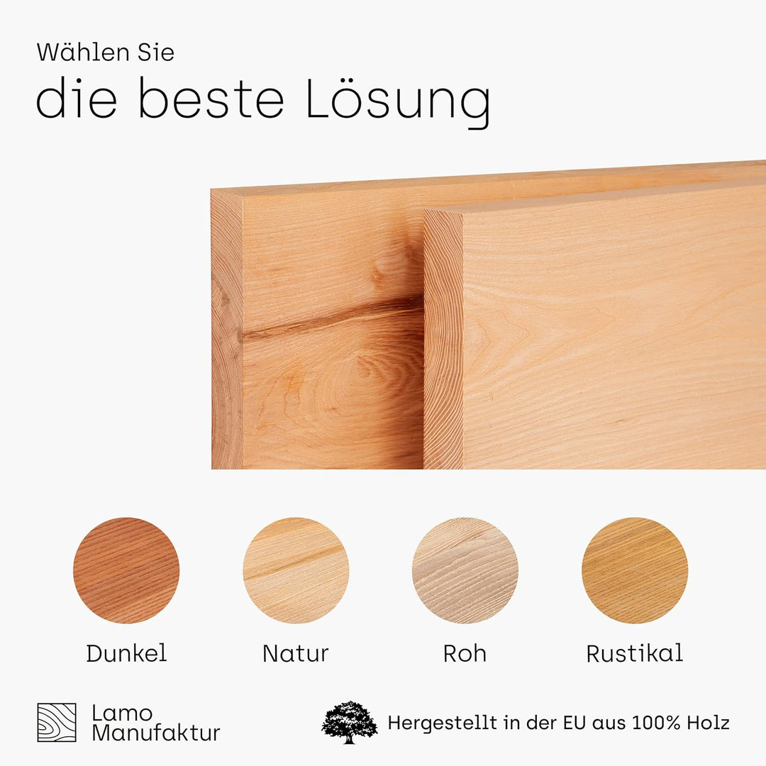 LAMO Manufaktur Waschtischplatte, Holzplatte Waschtisch, 50x60 cm (AxB), Natur, ohne Montageset, LWP