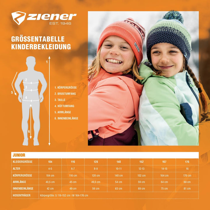 Ziener Unisex Kinder Ski-Hose, Schnee-Hose | wasserdicht, Winddicht, warm Abol 140 Schwarz, 140 Schw