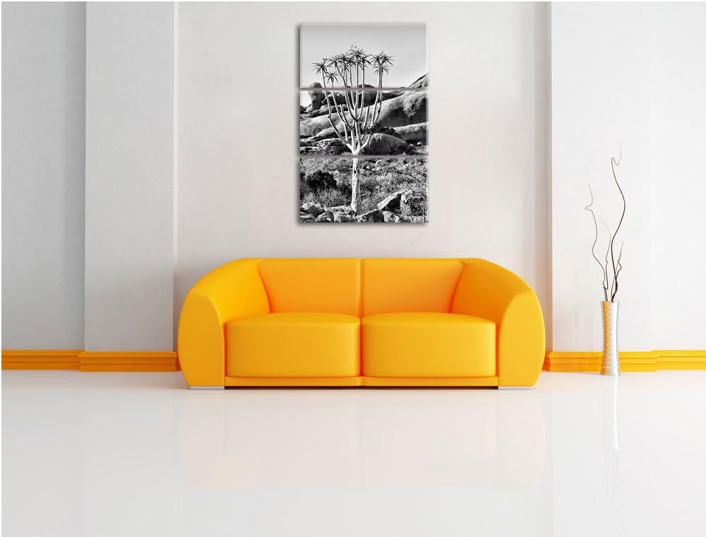 Pixxprint Baum im Steingebirge als Leinwandbild/Grösse: 3 Teilig (120x80) cm/Wandbild/Kunstdruck/fer