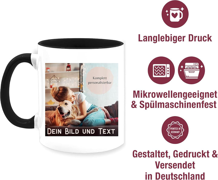 Tasse Tassen 325ml - eigenem - Foto Bild Geschenk I Dein Bild und Text - 325 ml - Schwarz - fototass