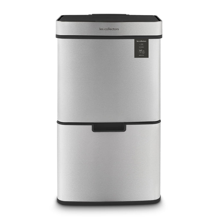 Les Collectors Mülleimer N°1010, 64 L, passend für 30–60-Liter-Säcke, 3 Fächer 42L +11L + 11L, Küche
