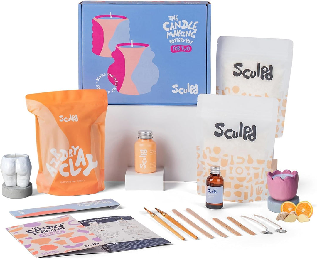 Sculpd Töpferei-Kit zur Kerzenherstellung mit lufttrocknendem Ton | Anfänger Starter-Kit zur Kerzenh