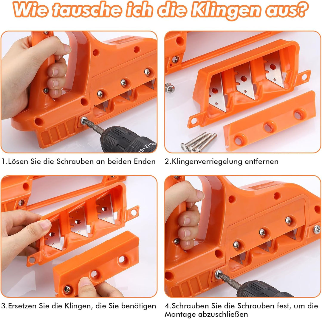Kantenhobel für Gipskarton, Gipskarton Hobel mit 45° und 60° Klingensatz, Robust Gipskarton Schneide