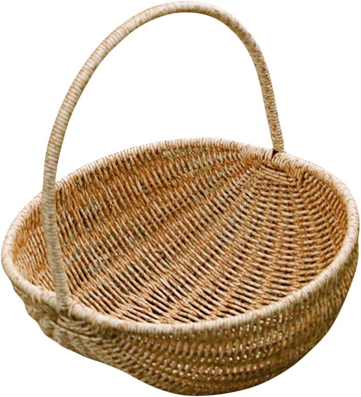 YARNOW Einkaufskorb Sammelkorb Für Blumen Weidengeflechtkorb Grosser Weidenkorb Mit Griff Blumenkorb
