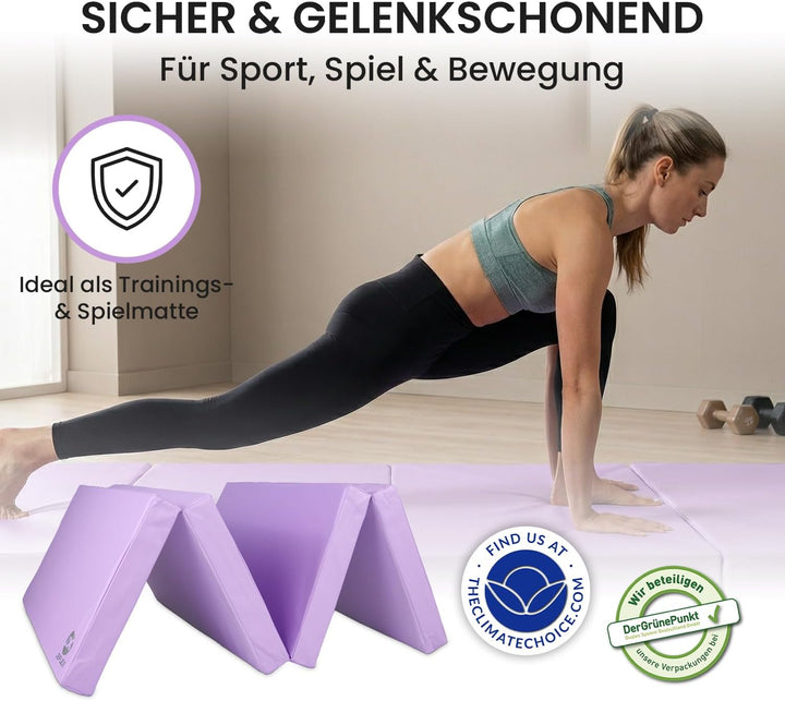 Jeflex - klappbare Weichbodenmatte & Turnmatte 200 x 100 x 8 cm MADE IN GERMANY/Gymnastikmatte tragb