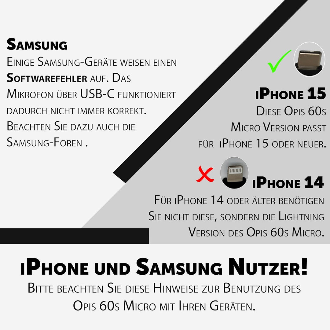 Opis 60s Micro - Retro Handyhörer für Android Smartphones, Tablets, Notebooks und Handys in der Form