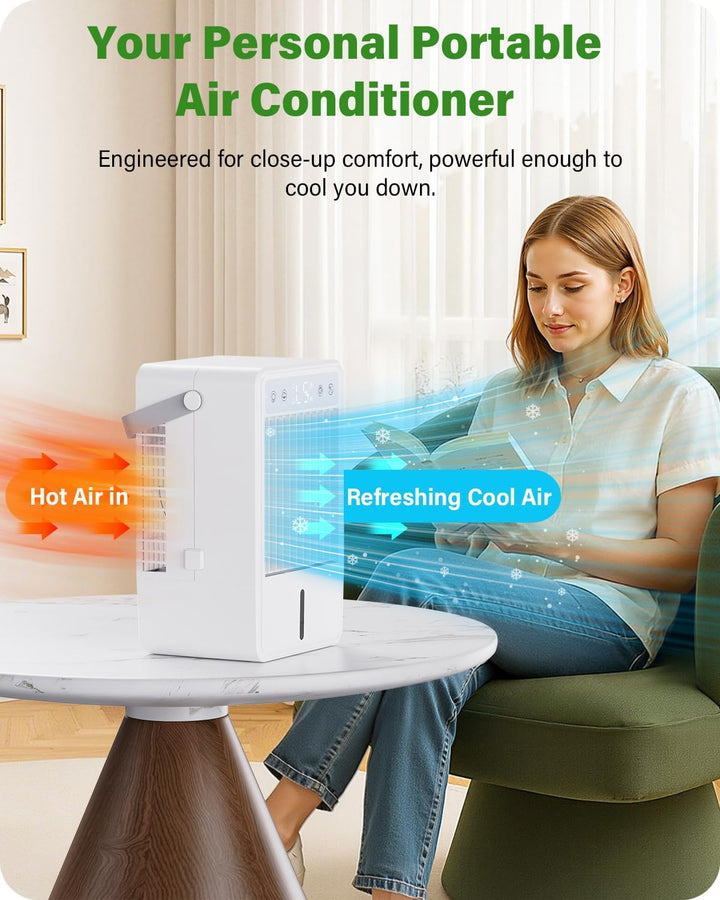 Mobiles Klimagerät mit 1500ML Wasserreservoir, Luftkühler mit Wasserkühlung USB-betrieben, 3 Modi &