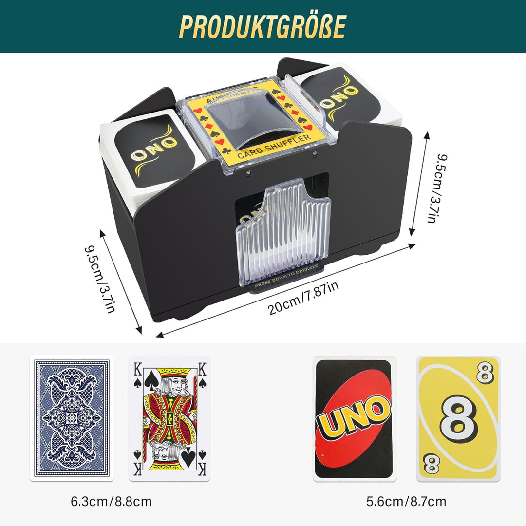 Elektrische Kartenmischmaschine, Automatischer Kartenmischer für 1–4 Decks, Kartenmischgerät für UNO