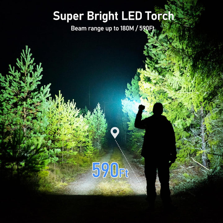 Blukar LED Taschenlampe Aufladbar, Superhelle Zoombar Mini Torch mit 4 Lichtmodi & Langer Betriebsda