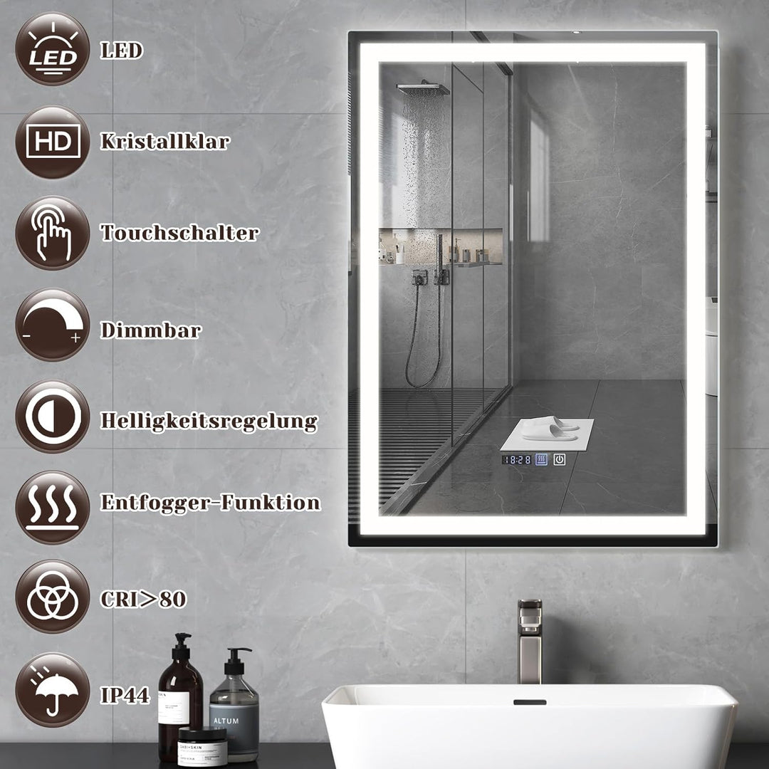 Spiegel Bad Badspiegel mit Beleuchtung - LED Badezimmerspiegel 50x70 cm Wandspiegel Badezimmer IP44