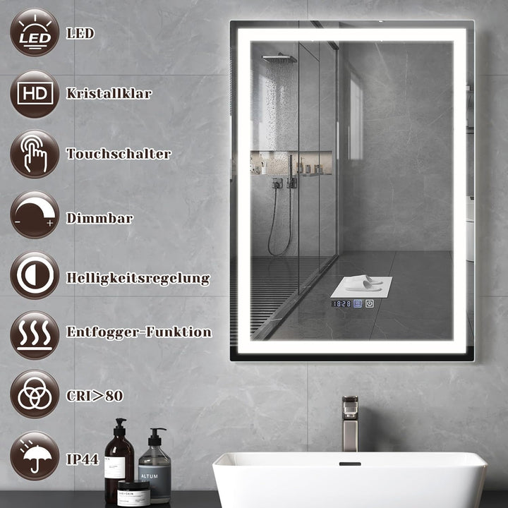 Spiegel Bad Badspiegel mit Beleuchtung - LED Badezimmerspiegel 50x70 cm Wandspiegel Badezimmer IP44