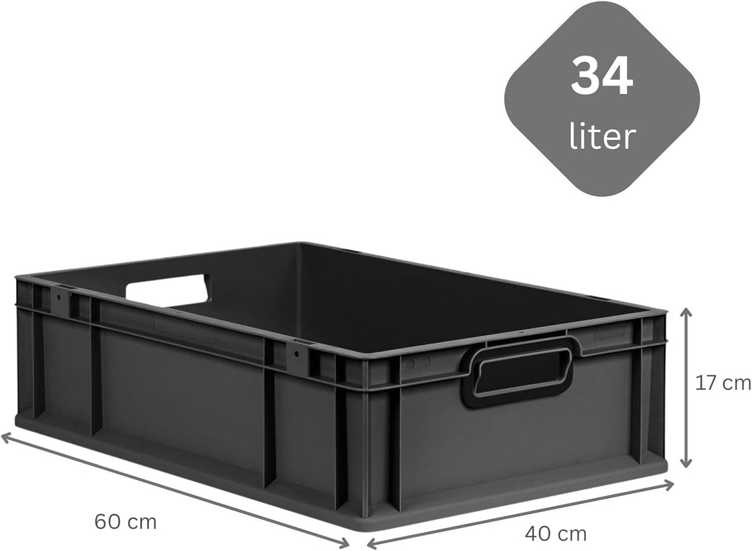 PROREGAL SuperSparSet 5x Eurobox NextGen Color | HxBxT 17x40x60cm | 34 Liter | Griffe schwarz offen