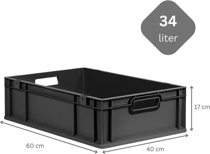 PROREGAL SuperSparSet 5x Eurobox NextGen Color | HxBxT 17x40x60cm | 34 Liter | Griffe schwarz offen