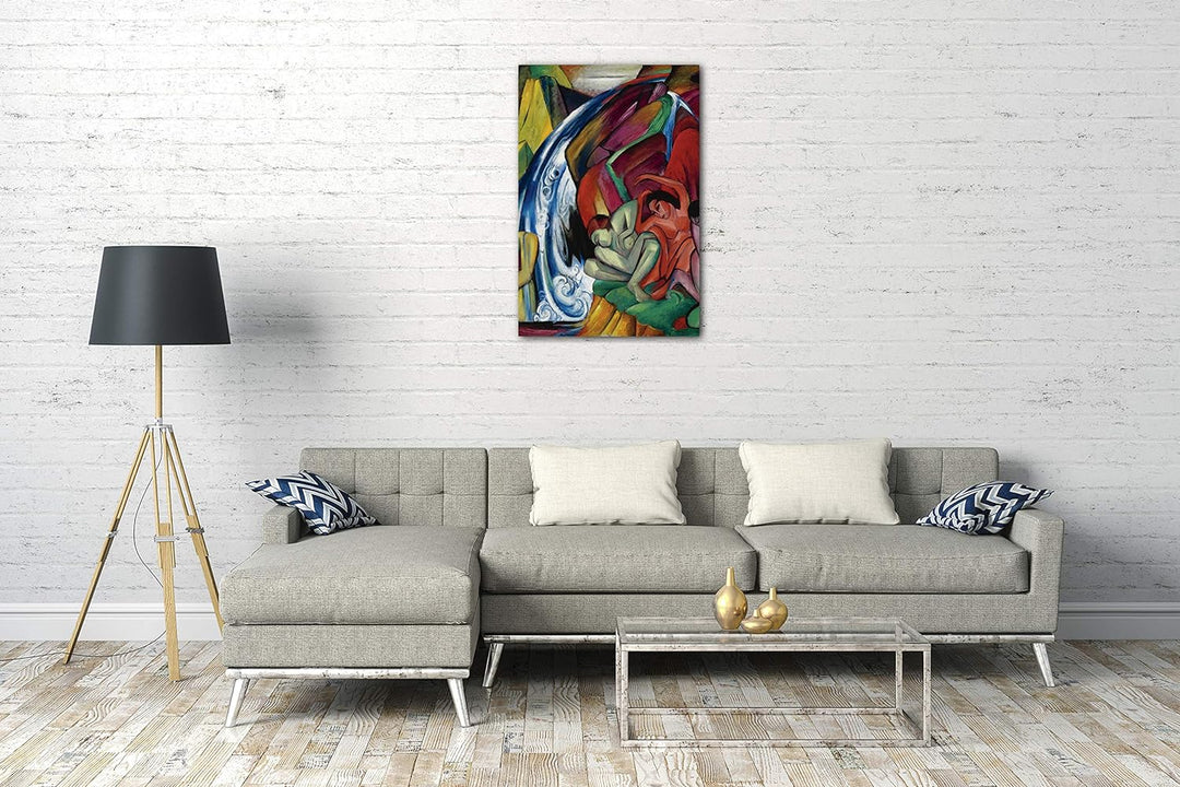 Printed Paintings Leinwand (60x80cm): Franz Marc - Der Wasserfall (Frauen unter einem Wasserfall) (1