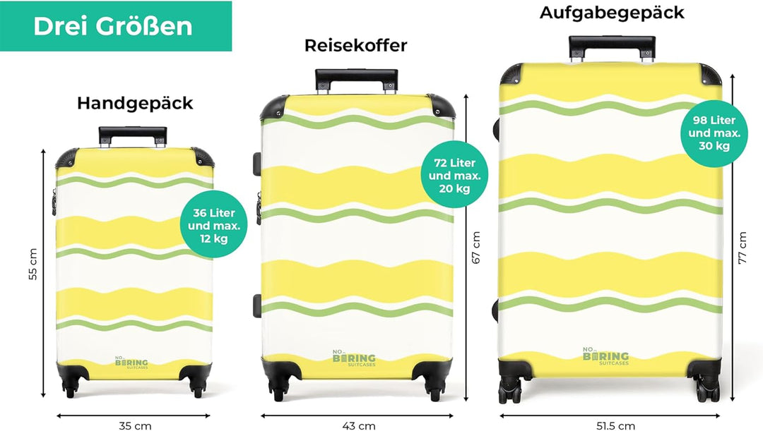 NoBoringSuitcases.com® Koffer XL Gross 77x51.5x28 cm Hartschale Reisekoffer 4 Rollen Leicht Koffer T