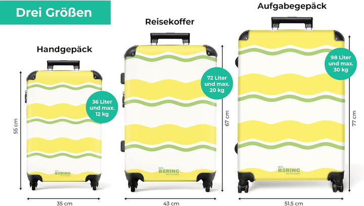 NoBoringSuitcases.com® Koffer XL Gross 77x51.5x28 cm Hartschale Reisekoffer 4 Rollen Leicht Koffer T