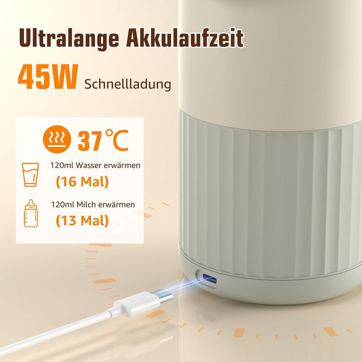 Baby Tragbare Flaschenwärmer für unterwegs für Muttermilch, Formel oder Wasser 380ml grosse Kapazitä