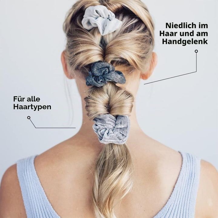 Samt-Haargummis für Haare Grau,Schwarz, Grau,Schwarz