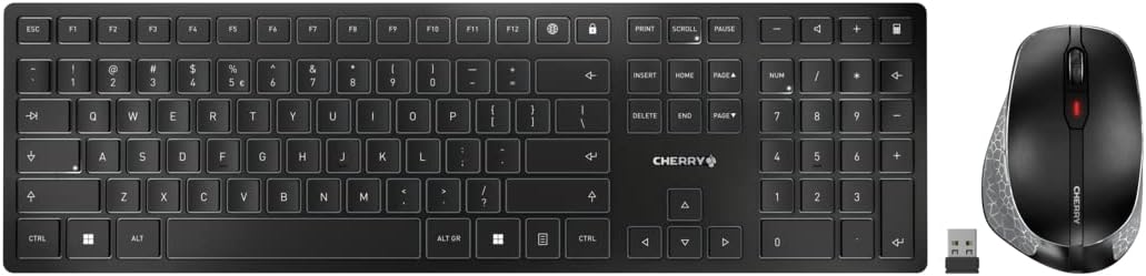 CHERRY DW 9500 Slim, kabelloses Tastatur- und Maus-Set, Internationales Layout (QWERTY), Bluetooth-