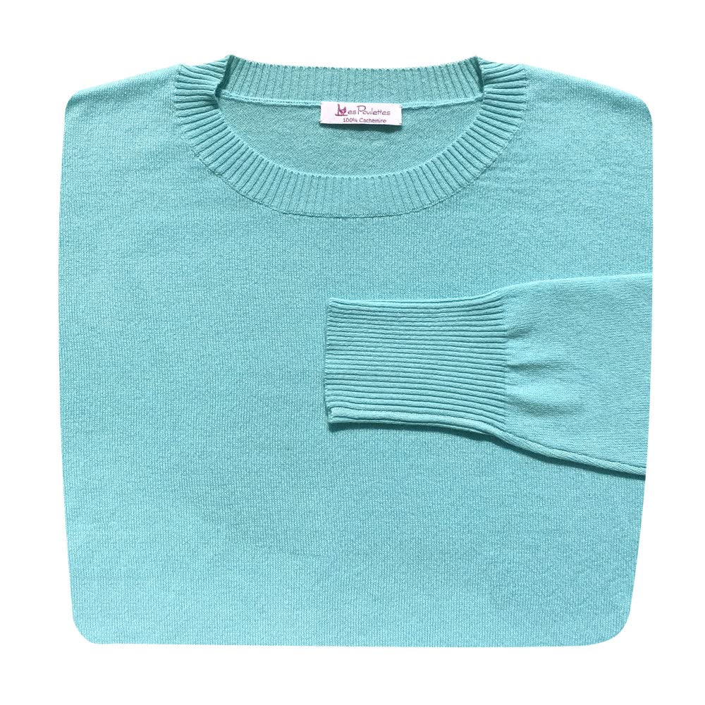 LES POULETTES -Perfekter Kaschmirpullover Lose Runder Kragen Einzigartige Grösse - Turquoise