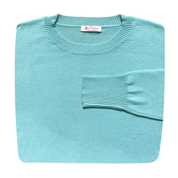 LES POULETTES -Perfekter Kaschmirpullover Lose Runder Kragen Einzigartige Grösse - Turquoise