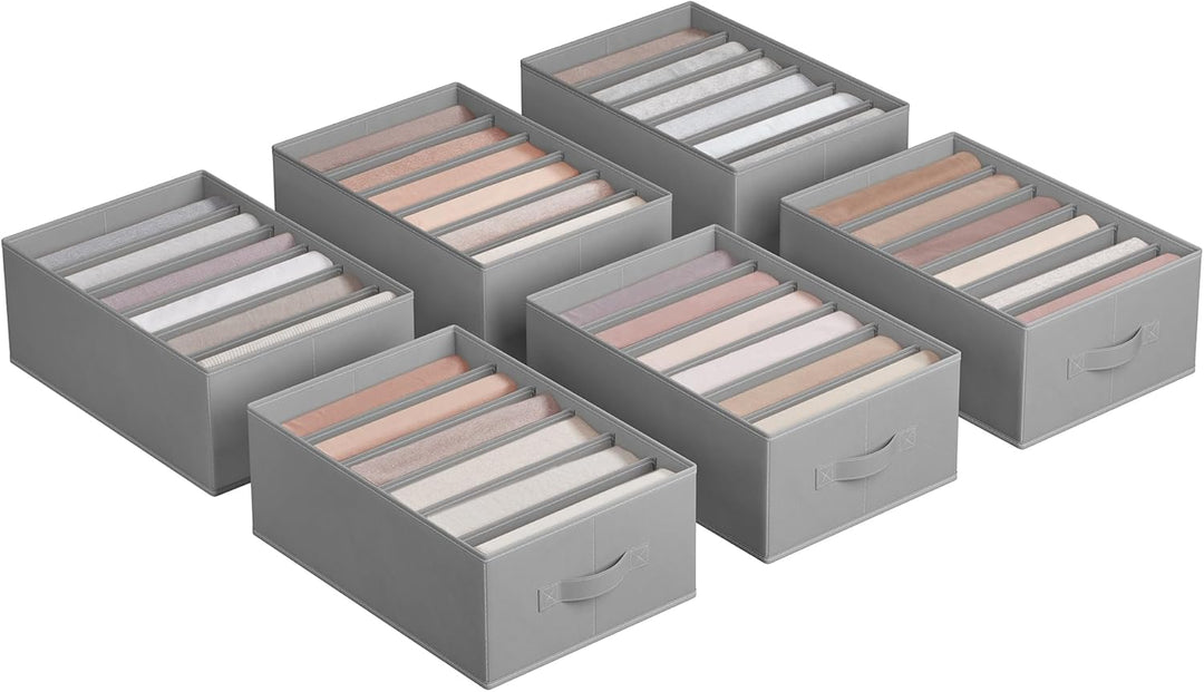 SONGMICS Kleiderschrank-Organizer 6er Set, Aufbewahrungsbox 6 Fächer, Schubladen-Ordnungssystem, Ord