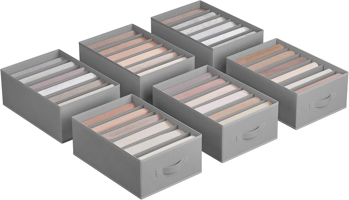 SONGMICS Kleiderschrank-Organizer 6er Set, Aufbewahrungsbox 6 Fächer, Schubladen-Ordnungssystem, Ord