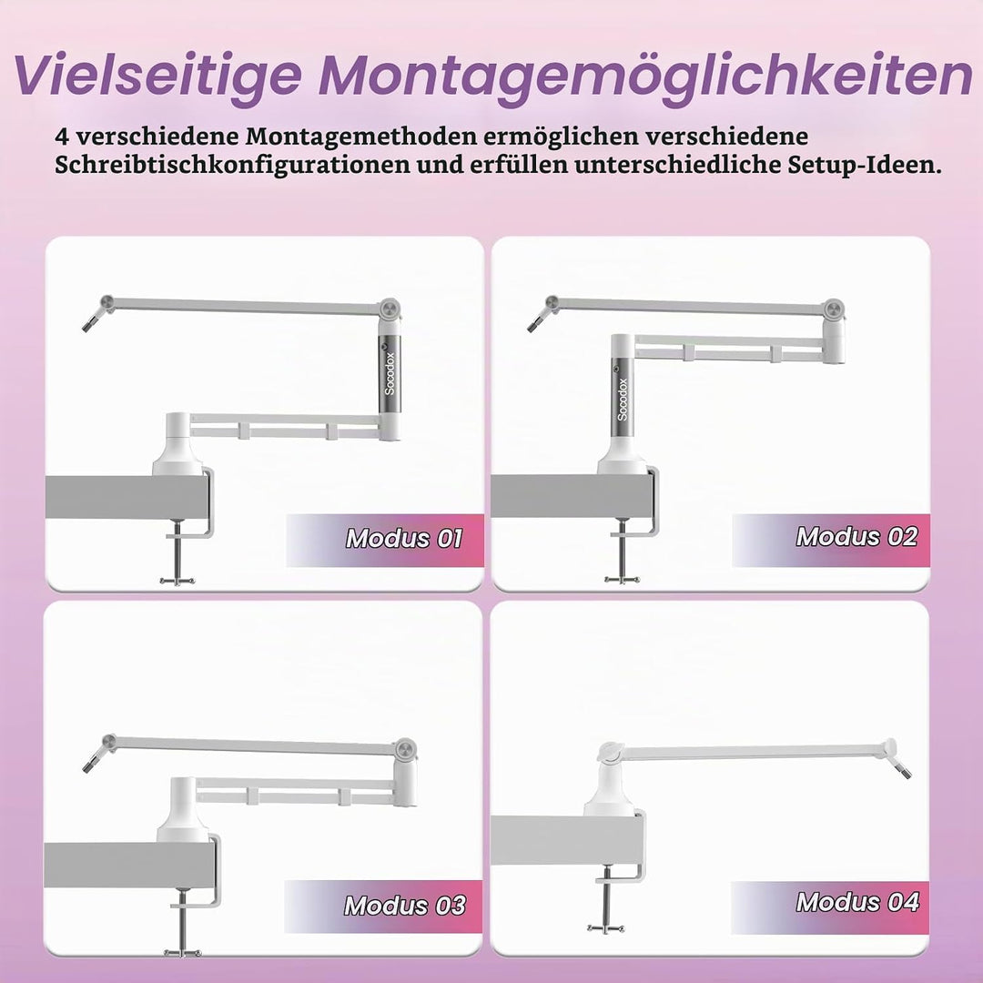 Low Profile Mikrofonarm, Verbesserter Mikrofonständer mit 7 cm Tischklemme, 3/8"- &amp; 5/8"-Adapter, Mi