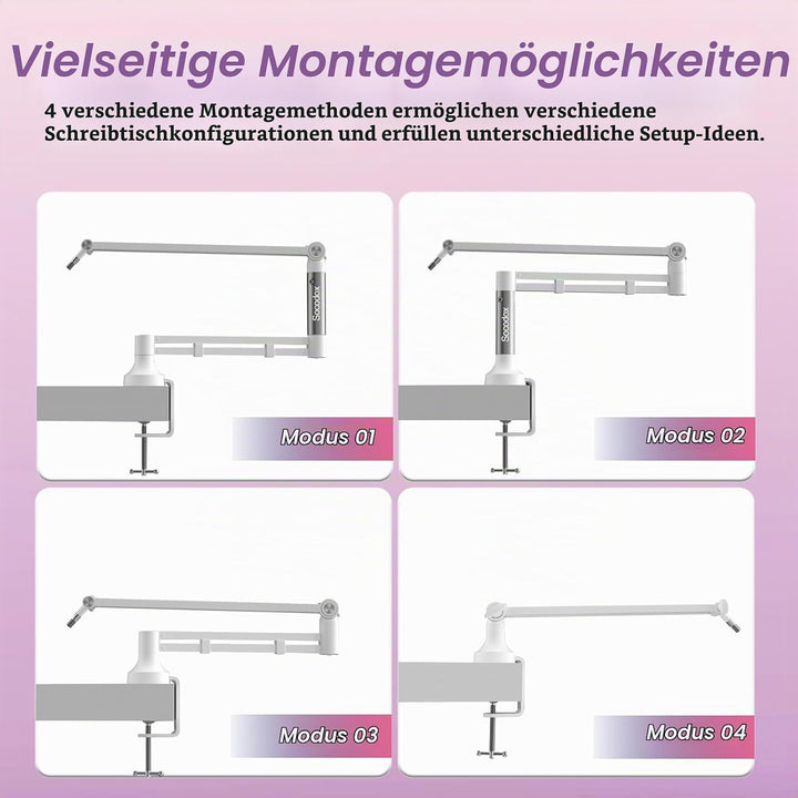 Low Profile Mikrofonarm, Verbesserter Mikrofonständer mit 7 cm Tischklemme, 3/8"- &amp; 5/8"-Adapter, Mi