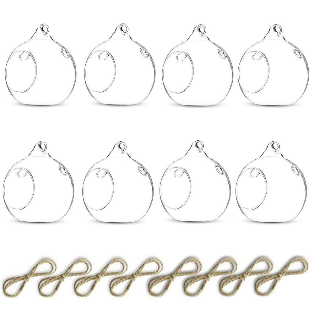 NUPTIO 8 Stücke 8cm Hängen Glaskugel Teelicht Kerzenhalter Hause Hochzeit Mittelstücke Decor Garten