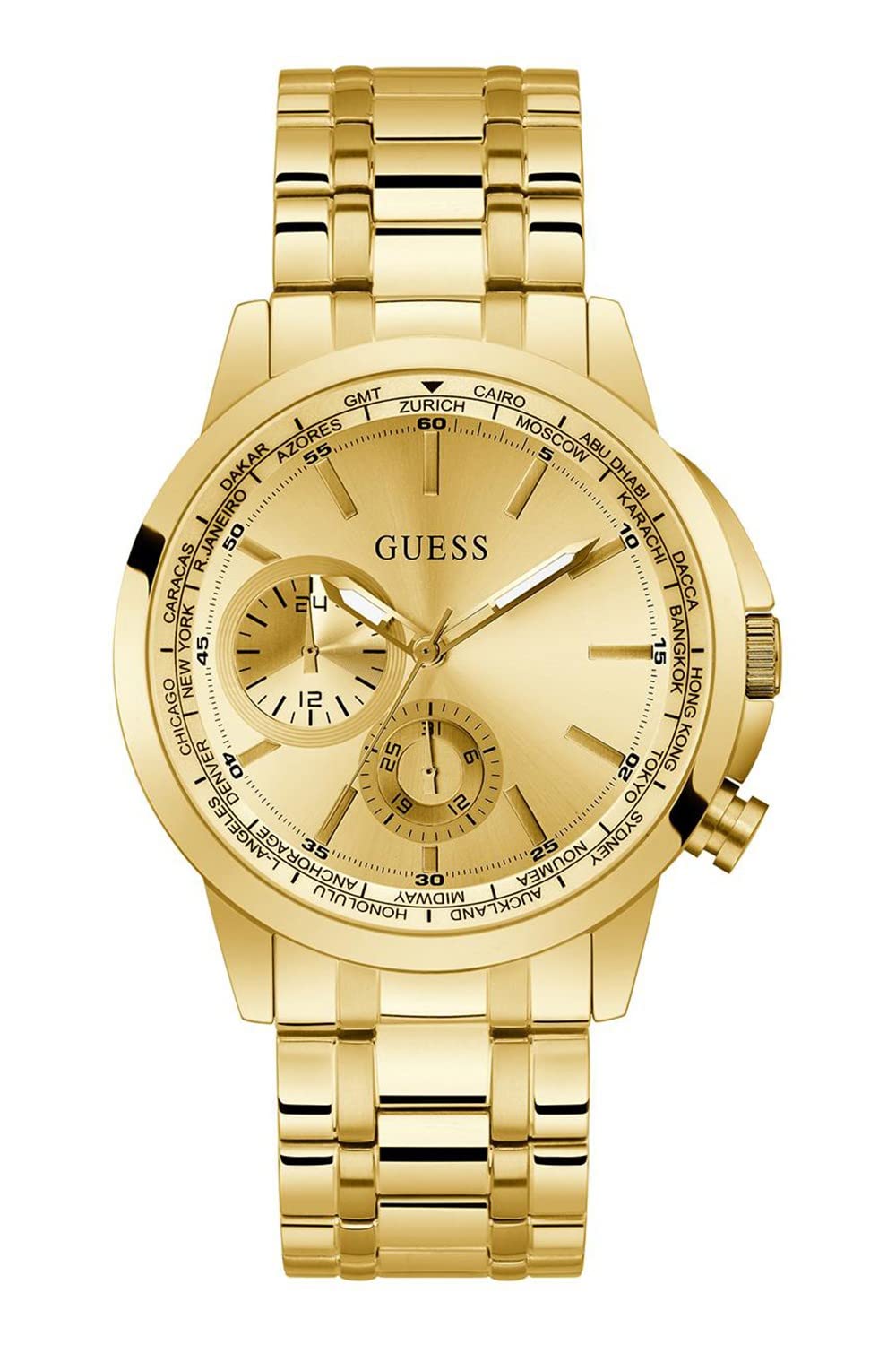 Guess US Men's Gold-Tone Multifunction Watch Golden, Golden