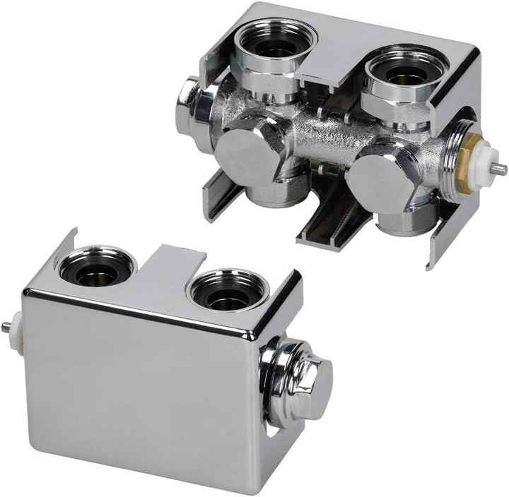 ECD Germany Badheizkörper Mittelanschluss 300 x 1400 mm Chrom gerade mit Thermostat und Anschlussgar