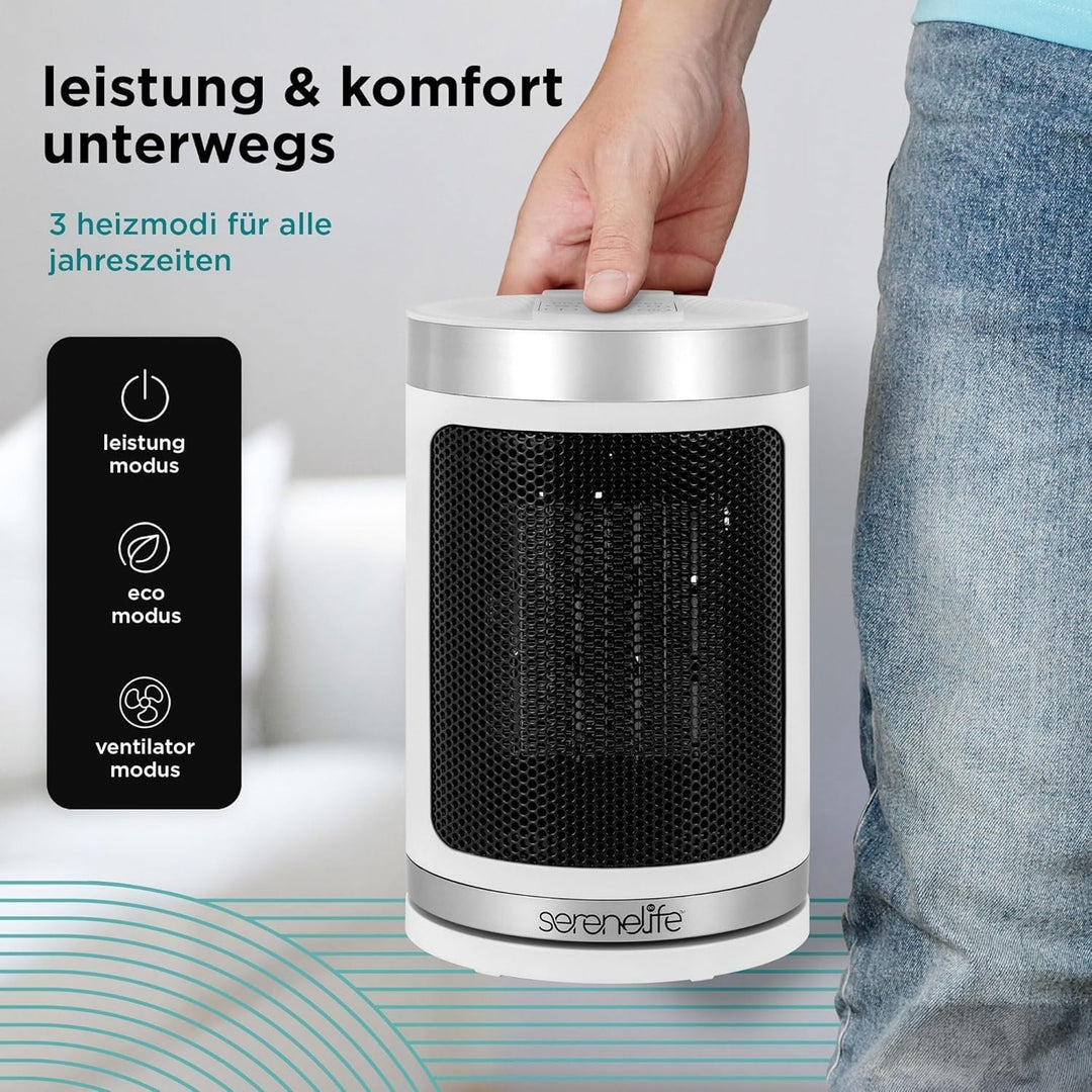 SereneLife Smart Heizlüfter 1500W PTC Keramik, Leise &amp; Energiesparend, WiFi Thermostat, Fernbedienun