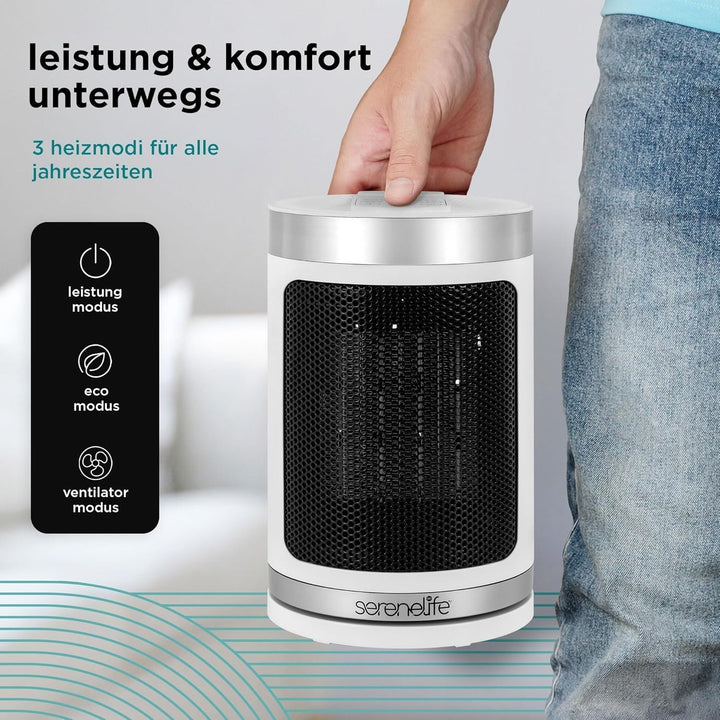 SereneLife Smart Heizlüfter 1500W PTC Keramik, Leise &amp; Energiesparend, WiFi Thermostat, Fernbedienun