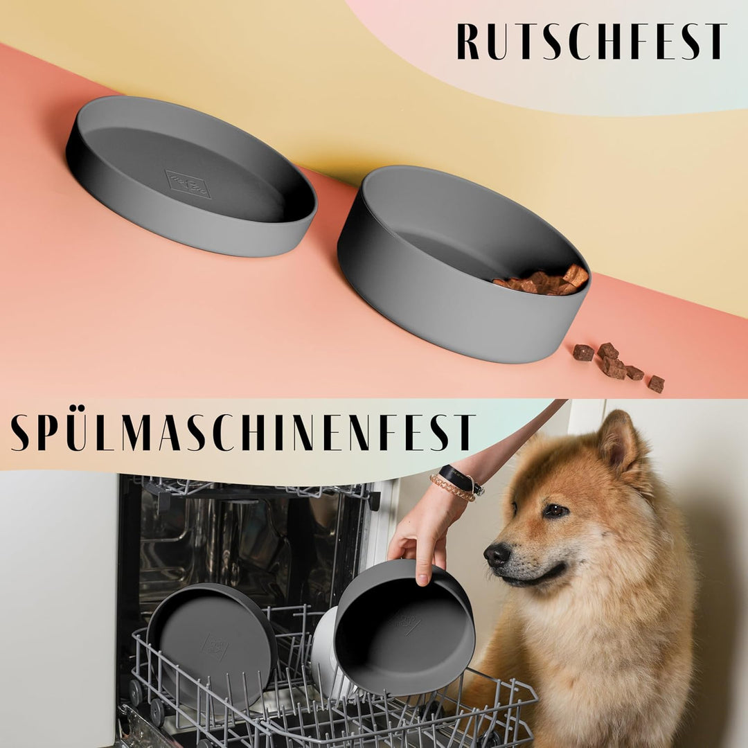 ne&amp;no® Silikon Hundenapf 1200 ml mit Deckel für kleine und mittelgrosse Hunde | im Kühlschrank luftd