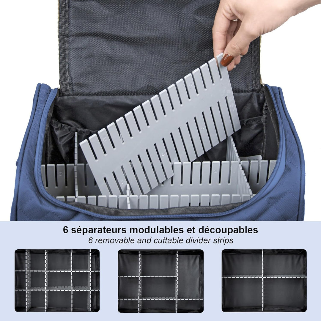 Kosmetiktasche für unterwegs, halbstarr, 25 cm, Kosmetiktasche KINSTON Dunkelblau, Dunkelblau
