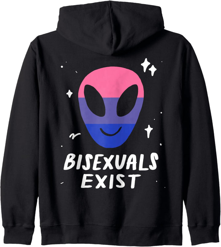 Bisexuelle existieren LGBTQ Alien Bi Pride Flagge Weltraum Kapuzenjacke